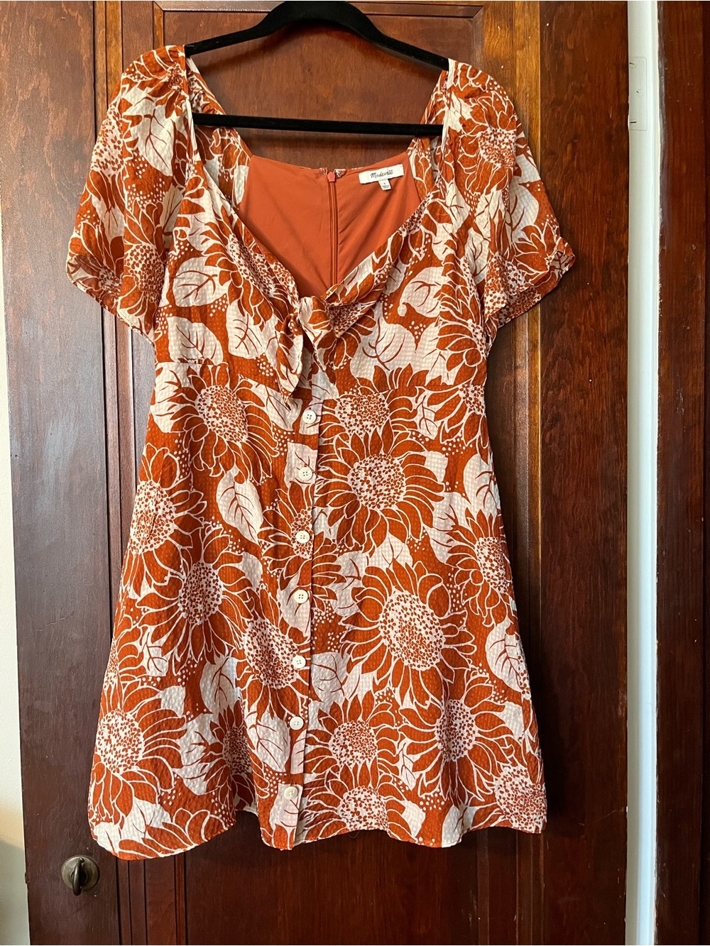 Madewell Rust-Orange Floral Slip Dress